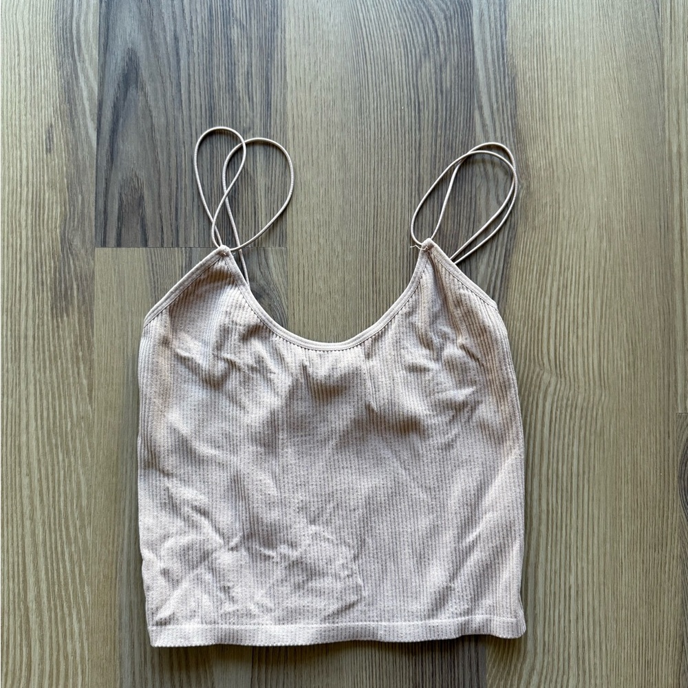 Zara Beige Ribbed Tank Top